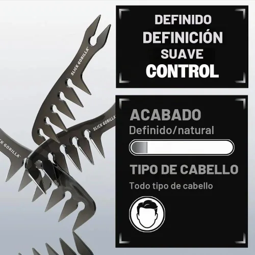 Vista 4 de Peine de Textura Slick Gorilla Wide teeth and a double-pronged tail create separation, definition, and clean parts on straight, wavy, or curly