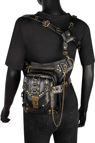 Vista 7 de Halloween Steampunk Retro Motocicleta Señora Bolsa Rock Gótico Hombro Riñonera Bolsas (K)