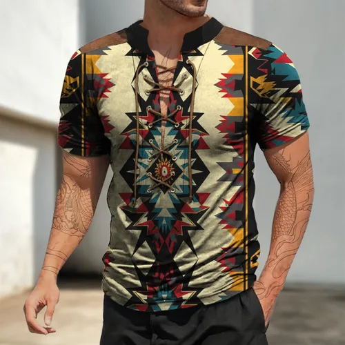 Vista 2 de Camisas de verano para hombres, básicas, de talla grande, para playa, suaves, sueltas, informales, para descansar, al aire libre, con cordón