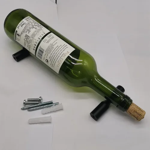 Vista 7 de Estante de vino montado en la pared 5 botellas de metal negro mate vino Pins sistema de clavijas de una sola pantalla para botellas de vino