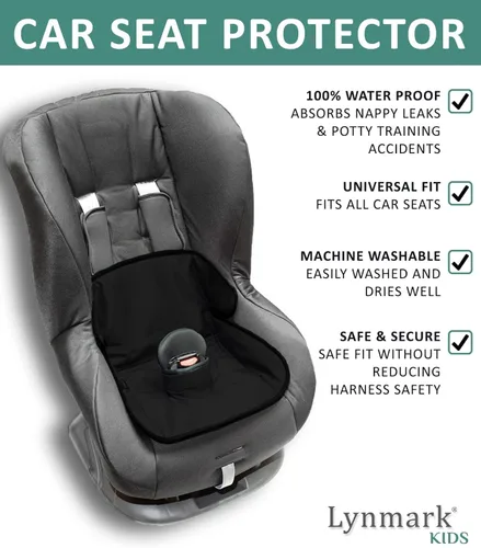 Vista 2 de Lynmark® Funda protectora para asiento de automóvil para entrenamiento de orinal - Almohadillas suaves impermeables para niños pequeños y asiento