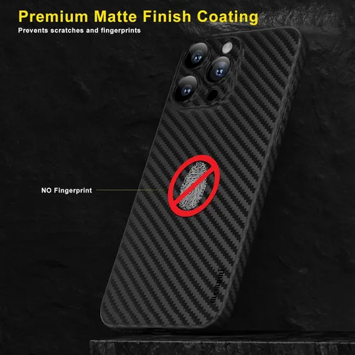 Vista 6 de memumi Funda delgada para iPhone 15 Pro con patrón de fibra de carbono de 0.012 in mate cubierta trasera compatible con iPhone 15 Pro, funda