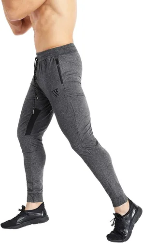 Vista 3 de ZENWILL Pantalones de entrenamiento cónicos para hombre, pantalones deportivos de entrenamiento ajustados con bolsillos con cremallera