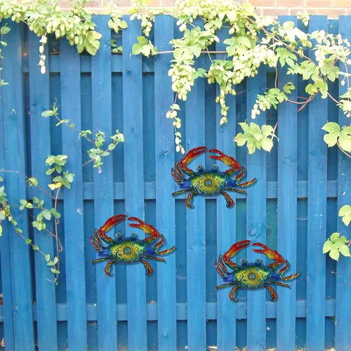 Vista 3 de BVLFOOK Arte de pared de cangrejo, decoración de San Valentín del océano costero, decoración temática de playa para baño, dormitorio, valla
