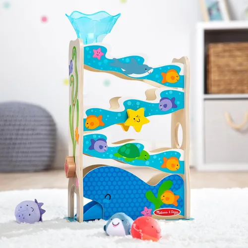 Vista 10 de Melissa & Doug Rollables Ocean Slide - Juguete de caída de pelotas de madera para bebé, 5 piezas de juguetes para bebés con temática oceánica