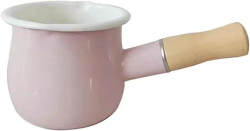Vista 8 de Olla de leche esmaltada, calentador de mantequilla antiadherente, mini cacerola, 4 pulgadas, 17 onzas, utensilios de cocina pequeños con mango
