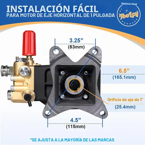 Vista 5 de TOOLCY Bomba de lavado a presión 1" eje 3600-4000 PSI 4 GPM Bomba de repuesto triplex, bomba de lavado horizontal con descargador de ajuste