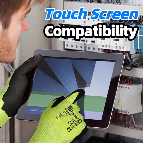 Vista 5 de Schwer 2 pares de guantes de trabajo resistentes a cortes A7 Amarillo