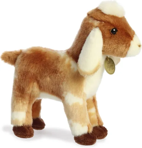 Vista 3 de Aurora® - Adorable cabrito nubio de peluche Miyoni®, detalle realista, compañía entrañable, marrón, 11 pulgadas