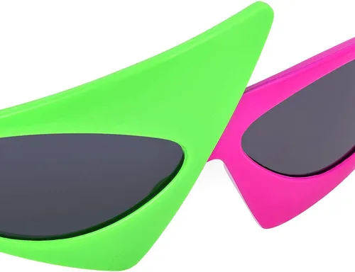 Vista 9 de Novelty Party Sunglasses 80s Asymmetric Glasses Neon Glasses for Hip Hop Dance Halloween Party