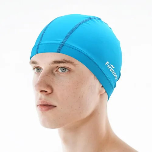 Vista 16 de Gorro de natación de tela Firesara, gorro de baño de alta elasticidad mantiene el cabello limpio y transpirable, se ajusta tanto al cabello largo