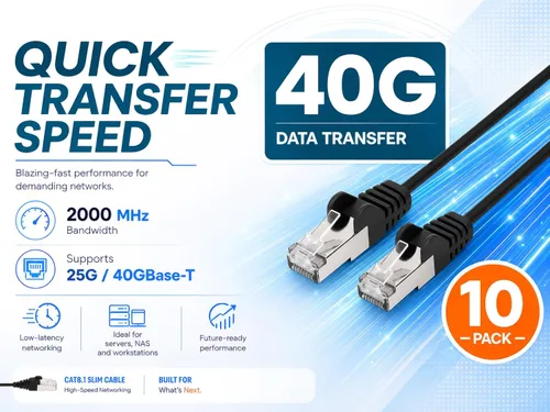 Vista 3 de Intellinet - Cable Ethernet Cat8.1 Slim U/FTP RJ45, paquete de 10 unidades Negro