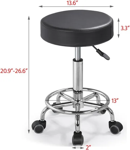 Vista 4 de Yaheetech Mesa de masaje plegable de aluminio con taburete rodante, cama de masaje portátil, taburete de cama de spa, silla giratoria ajustable