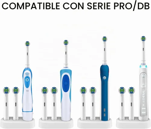 Vista 3 de Soporte para cepillos de dientes, base de soporte de repuesto compatible con cepillo de dientes eléctrico Oral B y 2 cabezales de cepillo