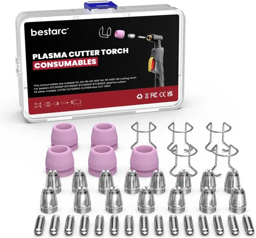 Vista 10 de Bestarc Blow Back Plasma Cutter Antorcha Consumibles, 23pcs Kit de antorcha