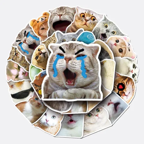 Vista 11 de 110 calcomanías holográficas de gato negro, divertidas y lindas calcomanías de vinilo de gato vacío, calcomanías impermeables con brillo de arcoíris