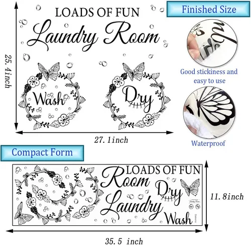 Vista 8 de Calcomanías de pared para cuarto de lavado, calcomanías de vinilo de burbujas secas con texto en inglés «Today Naked Tomorrow»