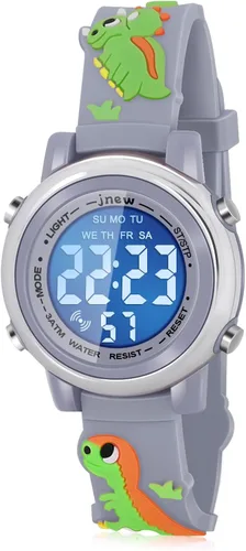 Vista 16 de Viposoon Relojes para niños con alarma impermeable, regalos de dinosaurios para niños y niñas de 3 a 10 años Verde militar