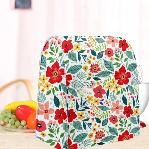 Vista 7 de Funda para batidora de pie floral con bolsillos, acolchada a prueba de polvo, compatible con KitchenAid de 5 a 8 cuartos de galón, Hamilton Beach