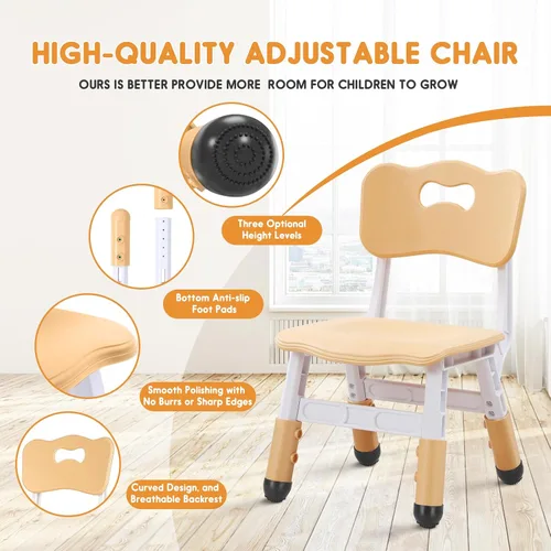 Vista 5 de Silla para niños de altura ajustable, sillas para niños de 2 a 8 años con fundas para pies para el hogar, aula, jardín de infantes y lugares