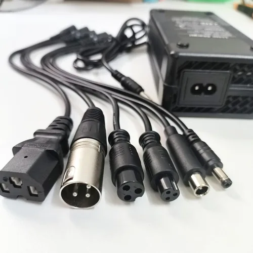 Vista 2 de Cargador eléctrico certificado de 54.6V 2A (7 enchufes) universal para batería de 48 V – Compatible con Rad Power, Lectric XP 2.0/3.0, HOVERFLY