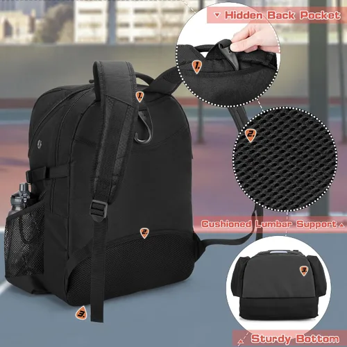 Vista 2 de DSLEAF - Mochila de baloncesto para hombres, bolsa de fútbol con compartimento para pelota y zapatillas para baloncesto, fútbol, entrenamiento