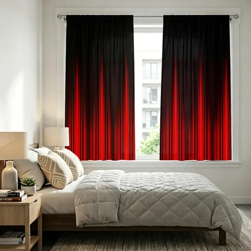 Vista 21 de Coxila Cortinas 100% opacas en negro y beige de 42 x 63 pulgadas, cortinas góticas degradadas con aislamiento térmico para dormitorio