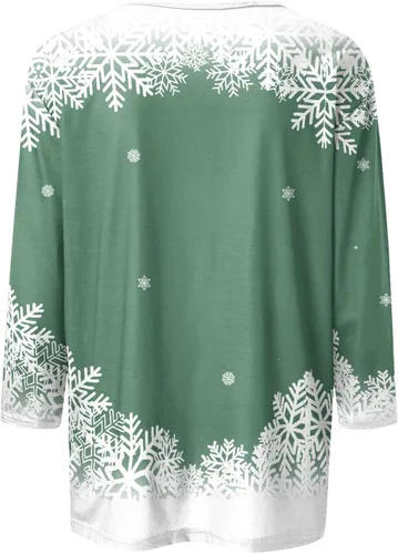 Vista 4 de Divertidas camisas de Navidad 2023, sudadera de algodón para mujer, camisas de gran tamaño para mujer