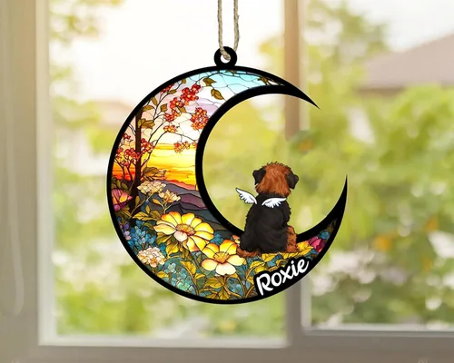Vista 601 de LOVELYPOD Adorno de Navidad personalizado para perro Basset Hound (marrón) Basset Hound (marrón) adorno para atrapasoles de perro, razas de perros
