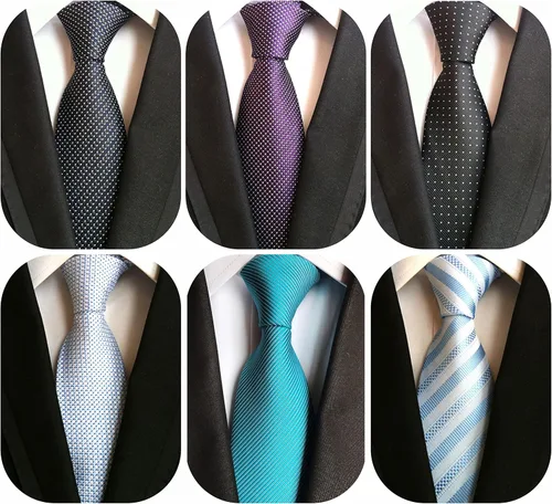 Vista 80 de WeiShang Lote de 6 corbatas clásicas de seda para hombre, corbatas tejidas jacquard