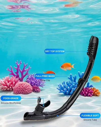 Vista 6 de Equipo de esnórquel para adultos, juego de máscara de esnórquel en seco, juego de máscara de buceo para adultos, máscara de buceo panorámica