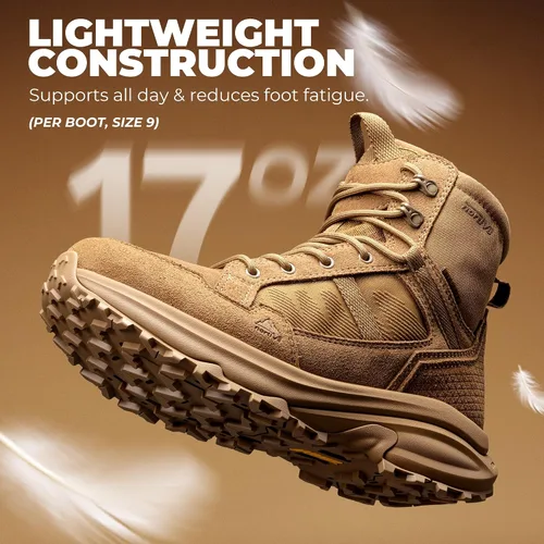Vista 6 de NORTIV 8 Botas de combate tácticas ligeras para hombre Coyote
