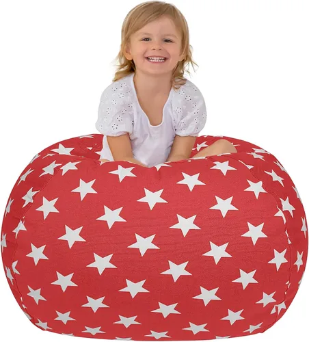 Vista 11 de Aubliss - Silla de almacenamiento para peluches en forma de puf (Estrella Aqua, Mediana (32"))