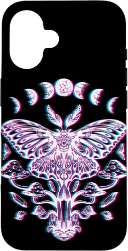 Vista 31 de Funda Glitch para iPhone 15 Glitch Lunar Moth Fases Cristales Setas