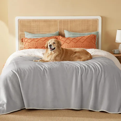 Vista 55 de Bedsure - Mantas impermeables para perros pequeños - Manta de felpa de sherpa con impresión suave lavable para perros y gatos, protector de muebles