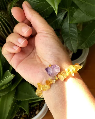 Vista 7 de Jewever Chip Reiki - Pulsera de cristal de cuarzo rosa con amatista cruda para mujer, cristales curativos y piedras preciosas para yoga, meditación