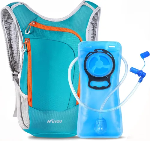 Vista 9 de KUYOU Running Hydration Vest - Lightweight Insulated Hydration Backpack with 2L Water Bladder, Adjustable Chest Straps and Reflective Water Backpack