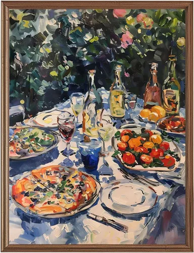 Vista 16 de Divertido arte de pared de cocina Servers In A Restaurant Poster Food Drinks Print Painting Vintage Pintura al óleo Impresiones Estéticas Retro
