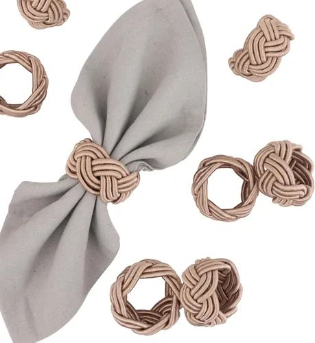 Vista 7 de Juego de 12 servilleteros bohemios elegantes, de rayón tejido a mano, color beige, resistente al desgaste, decoración de mesa para bodas, Navidad