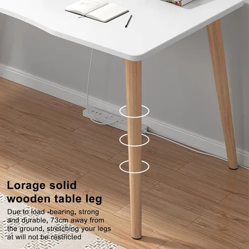 Vista 6 de Escritorio para computadora, escritorio, estilo de escritorio, diseño de arco ergonómico para oficina en casa, estudio, PC, mesa de escritura