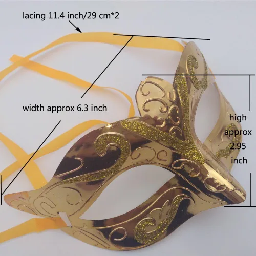 Vista 5 de Arlai Pack of 12, Gold shining plated party mask wedding props masquerade mardi gras mask
