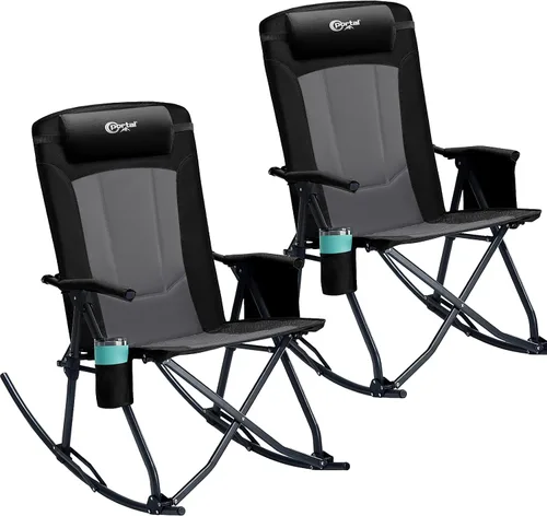 Vista 10 de Portal Silla mecedora plegable de gran tamaño portátil para acampar 400 1p-tela negro