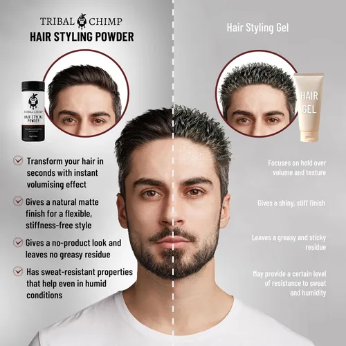 Vista 5 de Tribal Chimp Polvo para peinar el cabello, fijación invisible todo el día y polvo texturizante de volumen para hombres y mujeres, polvo para peinar