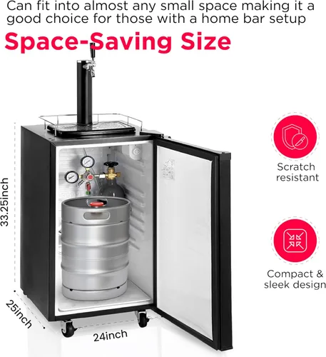 Vista 2 de Frigidaire EFRB200 Barra de cerveza Kegerator de acero inoxidable de 6.1 pies cúbicos
