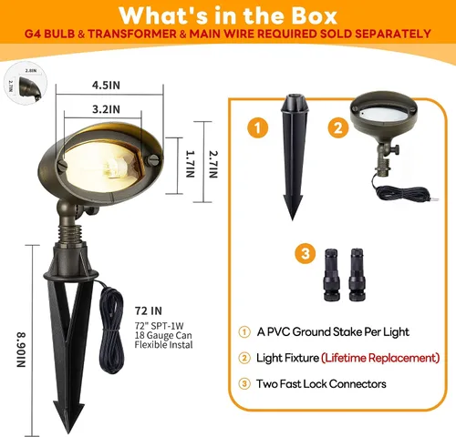 Vista 7 de Gardenreet Luz de inundación de bajo voltaje para exteriores, luz LED de latón macizo para lavado de pared, 12 V cableada impermeable, iluminación