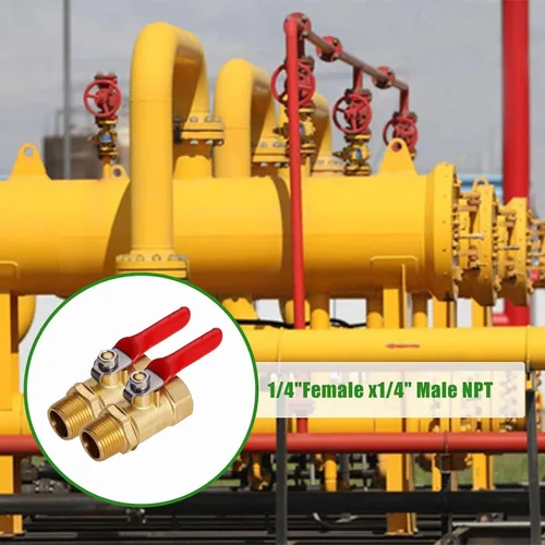 Vista 7 de Litorange 2 piezas de latón sin plomo Mini válvula de bola interruptor de apagado 1/4 "NPT macho x 1/4 pulgadas NPT hembra accesorios de tubería