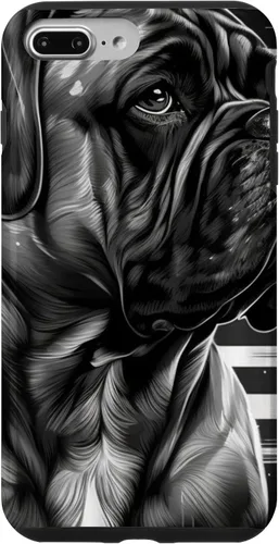 Vista 12 de iPhone 16 Bullmastiff Dog Black And White American Flag Bullmastiff Case