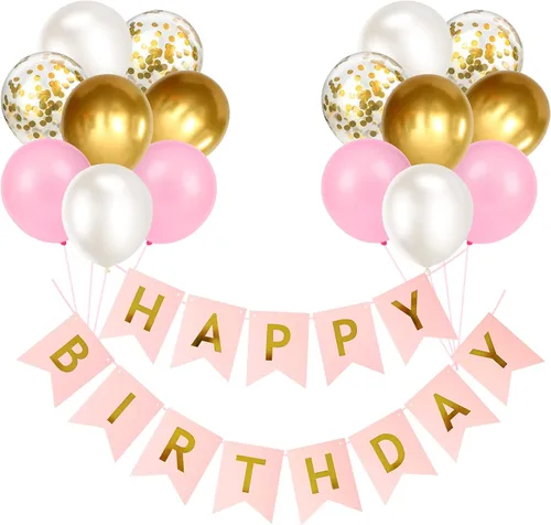 Vista 12 de Cartel de feliz cumpleaños, banderines, globos de fiesta azul bebé, confeti, globos de látex, pancartas de fiesta para niños y niñas, decoraciones