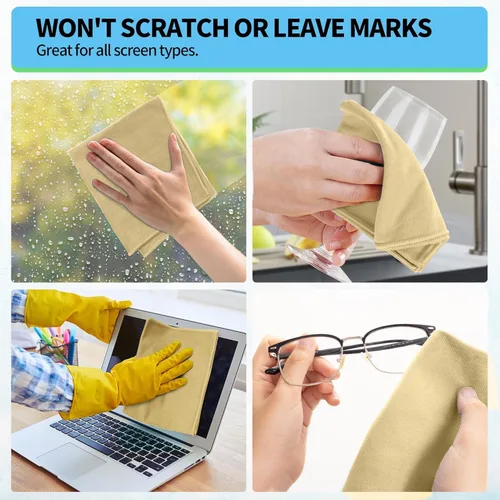 Vista 7 de Paño de limpieza de microfibra – Paquete de 6 paños de limpieza de lentes, trapos de limpieza de ventanas de 16 x 14 pulgadas, paños de pulido sin
