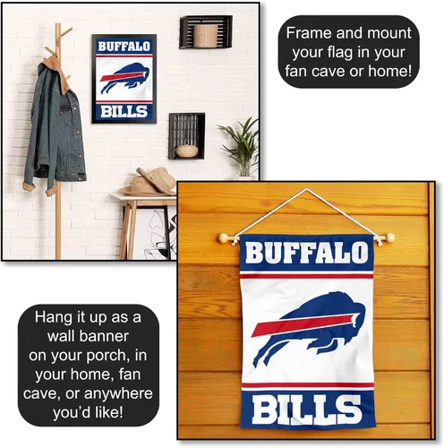 Vista 5 de Bandera de jardín de doble cara con logo blanco de Buffalo Bills